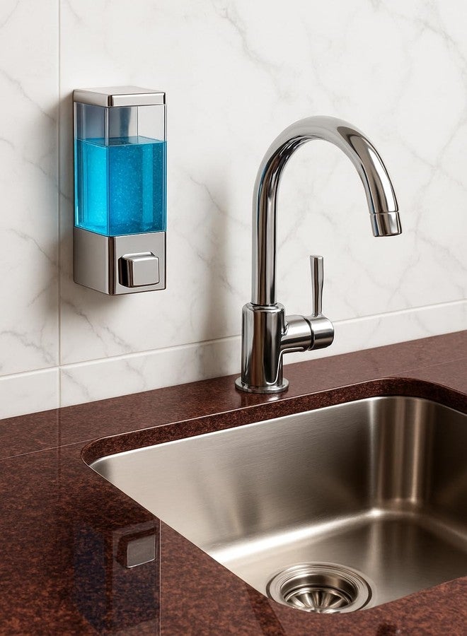 Prem Tiles Cube ABS Wall Mounted Soap Dispenser for Shampoo, Sanitizer, Lotion, Dish Wash Gel - Refillable Liquid Pump for Bathroom, Kitchen (Pack of 1) - Image 3